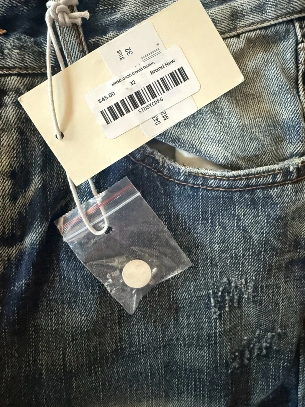 MNML Men's Distressed Blue Slim Jeans